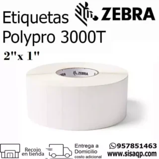 Etiquetas Zebra Polipropileno 2x1pulgadas PPB Trasnferencia Termica 1 columna