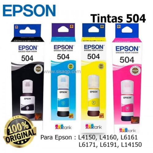 Tinta Epson 504 T504220 Cyan para impresoras Epson L4160