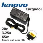 Cargador Lenovo 20v 3.25a 65w Punta Usb Amarilla
