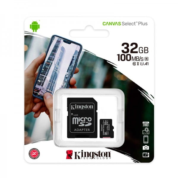 Micro SD Kingston 32 Gb, Canvas Select, UHS-I Speed Class 1 (U1), con Adaptador SD SDCS2/32GB