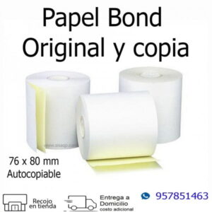 Papel Contometro Bond 76x80mm Original y 1 copia