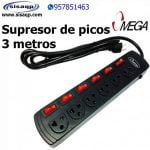 Supresor de picos con switch 3 metros 6 tomas Omega 49262JBK
