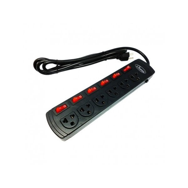 Supresor de picos con switch 3 metros 6 tomas Omega 49262JBK