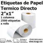 Etiquetas Papel 2x1pulgadas Termico Directo 2500 unidades 1 columna