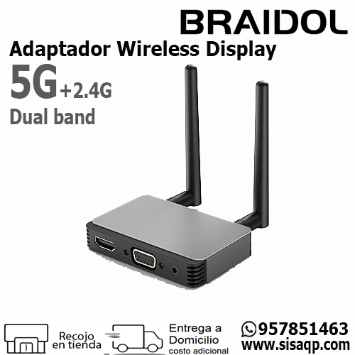 Adaptador Braidol Q4 Hdmi 5G inalambrico receptor y transmisor