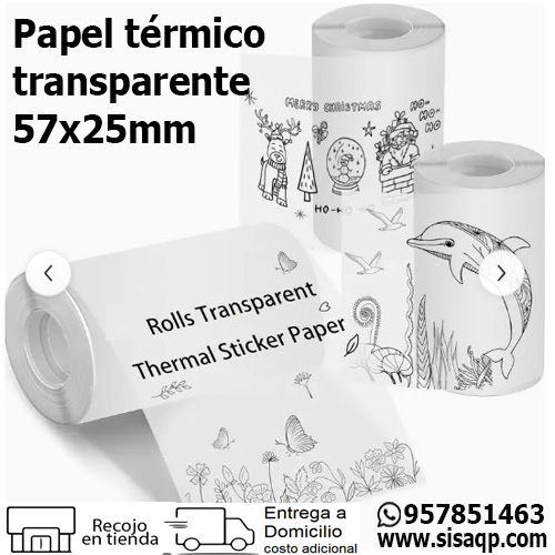Papel termico transparente 57x25mm transparente