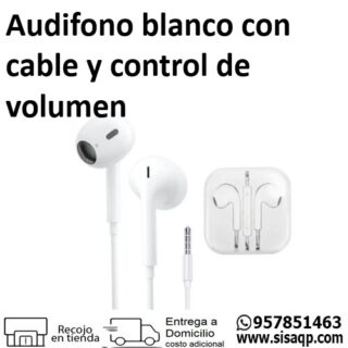 Audifono Blanco con cable 3.5mm y control de volumen