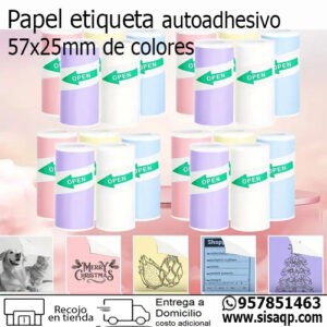Papel termico autoadhesivo 57x25mm Colores