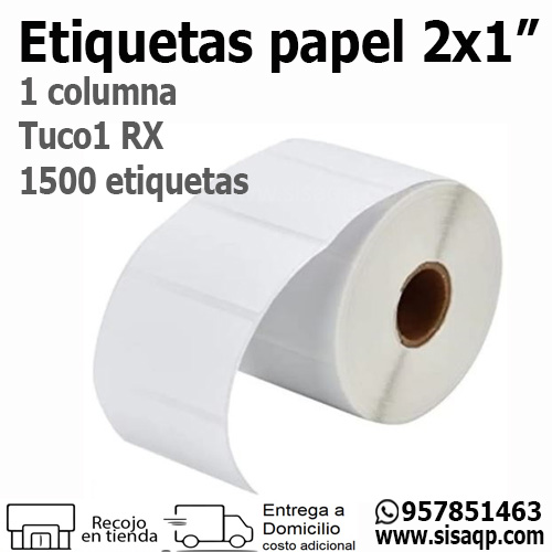 Etiquetas papel 2X1 pulgadas 1 columna Tuco1 RX 1500 etiquetas