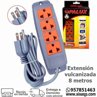 Extension vulcanizada Opalux 11047 8metros 4tomas con linea a tierra