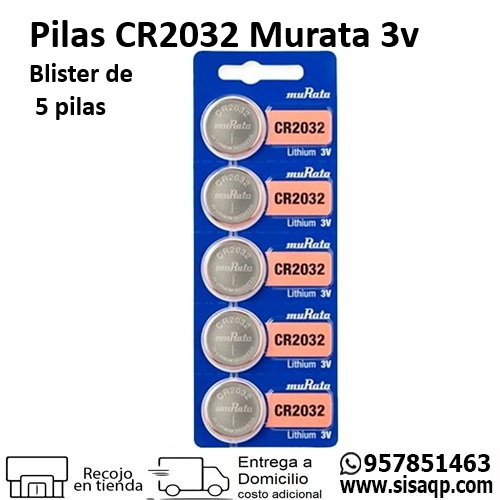 Pilas CR2032 Murata 3v, blister de 5 pilas