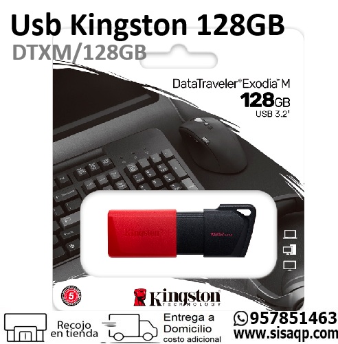 Usb Kingston 128Gb DTXM128GB Exodia Rojo