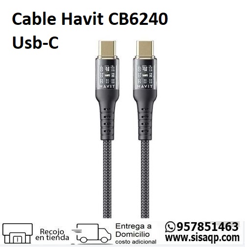 Cable Havit CB6240 Usb tipo-C a C 1metro Negro