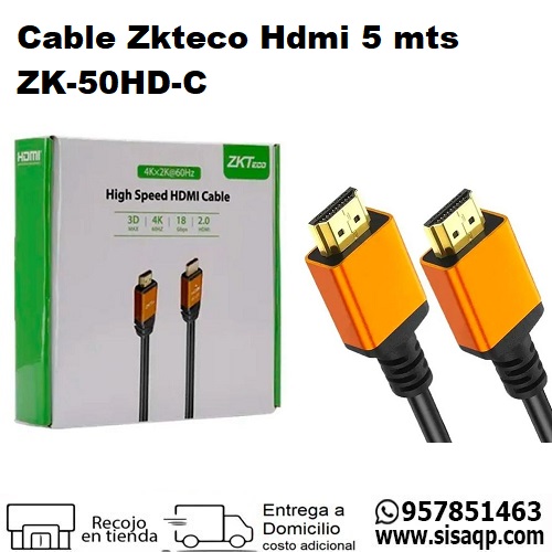 Cable Zkteco ZK-50HD-C 5mts Hdmi High Speed 2.0 4K