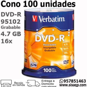 Cono Verbatim DVD-R 95102 Grabable 100 unidades