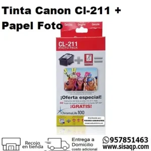 Tinta Canon CL-211 + Papel Foto MP480/240 Color