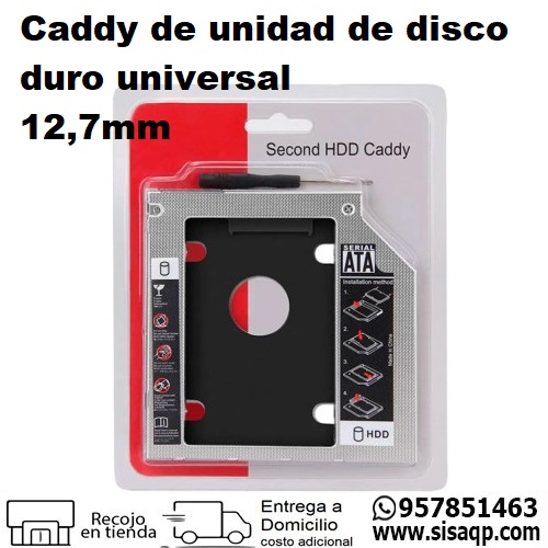 CADDY HDD SATA DISCO DURO SSD LECTORA LAPTOP DE 12.7MM