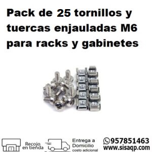 Pack de 25 tornillos para gabinetes M6