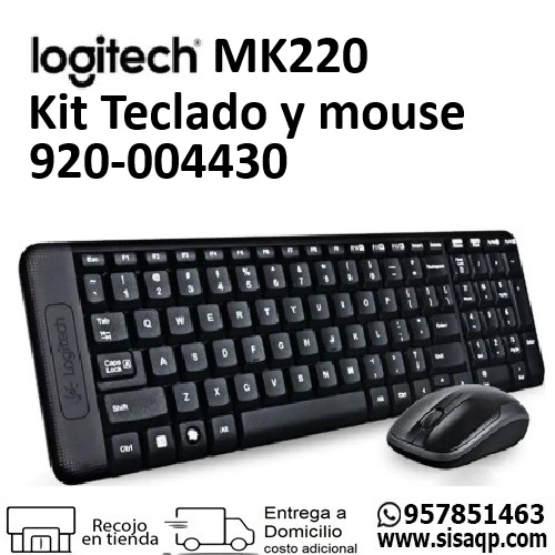 Kit Logitech MK220 920-004430 Teclado y mouse inalambrico usb sp negro