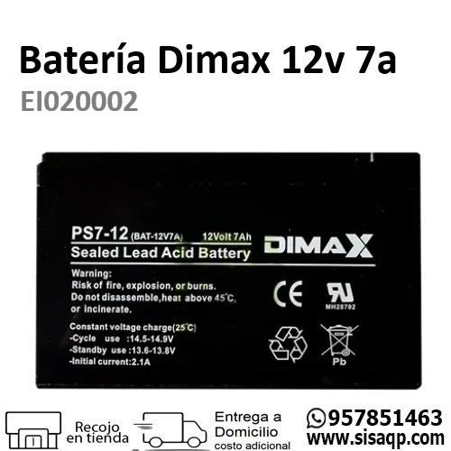 Bateria Dimax EI020002 12V 7A
