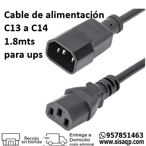 Cable de alimentacion C13 a C14 1.8mts para ups