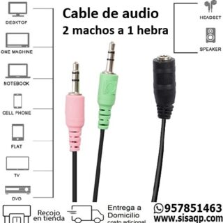 Cable de audio 2 machos a 1 hembra