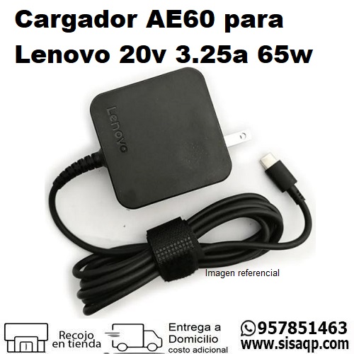 Cargador AE60 para Lenovo 20V 3.25A 65W cuadrado
