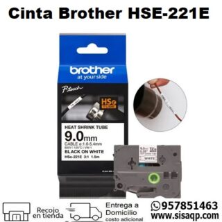 Cinta Brother HSE-221E 9mm x 1.5m negro sobre blanco