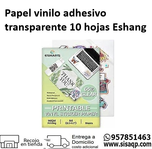 Eshang Papel vinilo adhesivo transparente de 10 hojas
