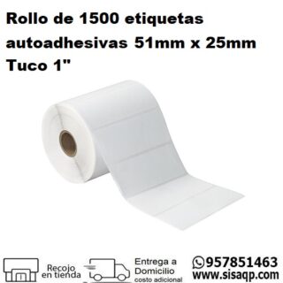 Rollo de 1500 etiquetas autoadhesivas 51mmx25mm Poliester Tuco 1"