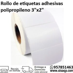 Rollo de etiquetas adhesivas 76mm x 51mm 3X2 PB Polipropileno 1000 etiquetas