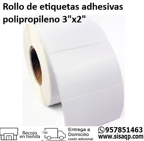 Rollo de etiquetas adhesivas 76mm x 51mm 3X2 PB Polipropileno 1000 etiquetas