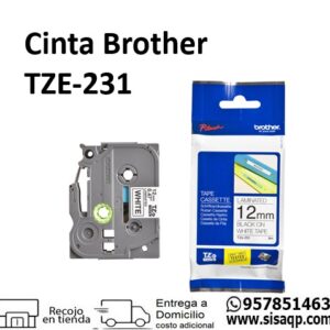 Cinta Brother TZE-231 Negro en blanco