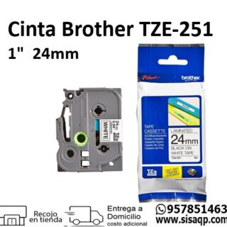Cinta Brother TZE-251 negro en blanco