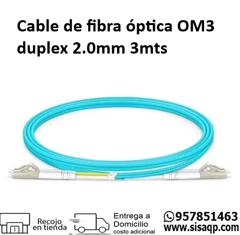 Cable de fibra optica OM3 duplex 2.0mm 3m DE0100177783