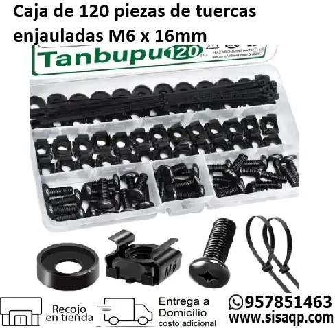 Caja de 120 piezas de tuercas enjauladas M6 x 16mm