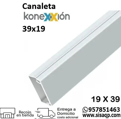 Canaleta Konexxion 39x19 adhesiva blanca