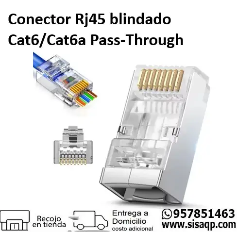 Conector RJ45 blindado Cat6/Cat6A Pass-Through
