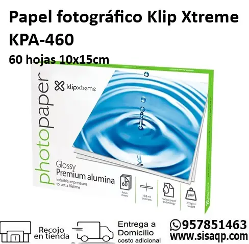 Papel Fotografico Klip Xtreme KPA-460 4x6 235 gr 60 Hojas