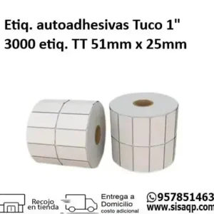 Rollo de 3000 Etiquetas autoadhesivas TT 51mm x 25mm 2 columnas Tuco 1"