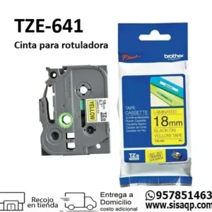 Cinta TZE-641 para Rotuladora Brother 18mm x 8m Negro sobre amarillo
