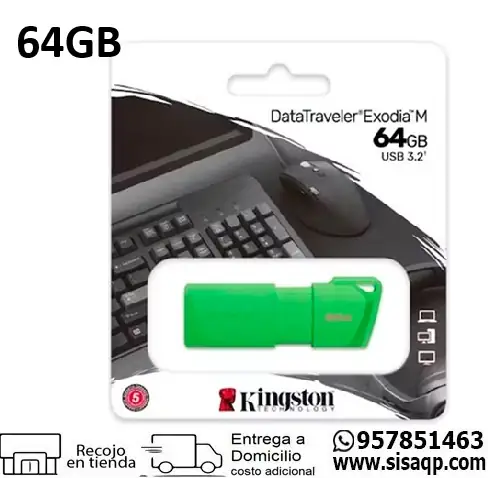 Memoria Kingston 64Gb KC-U2L64-7LG Exodia Usb 3.2 Gen1 Verde