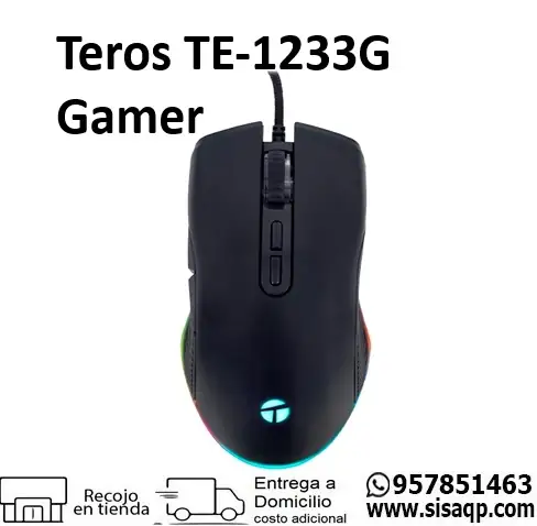 Mouse Teros TE-1233G Gamer DPI hasta 7200 RGB7 botones