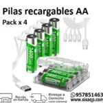 Pilas recargables AA usb-c Pujimax pack x 4 3400 mWh