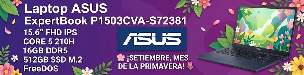 Laptop Asus Expertbook P1503CVA-S72381 15.6″ FHD IPS, CORE 5 210H, 16GB DDR5, 512GB SSD M.2, Freedos